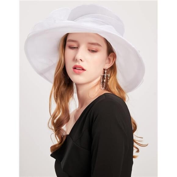 Organza Church Fascinator Wedding Tea Party Derby Hats for Women Flower - Picture 6 of 6